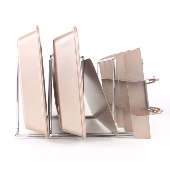 Kitchen Cabinet Pantry Bakeware Organizer Rack Holder for Kitchen Bakeware Cookware Dinnerware Cutting Boards Plates Pot Pan Lid