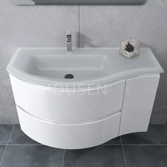 Mineral Marble Washbasin Lighting Mirror Bathroom Cabinet with Semi