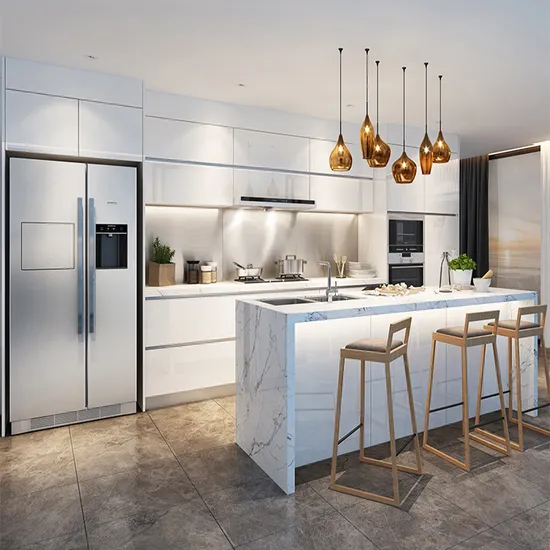 Customized Modern Readymade Water Proof Metal Kitchen Base Cabinets Design Luxury Stainless Steel Kitchen Cabinet with Double Sink 