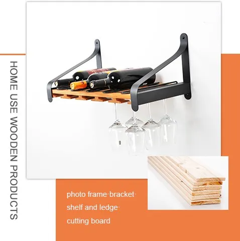 Wall Mounted Wooden Wine Bottle and Wine Glass Rack 