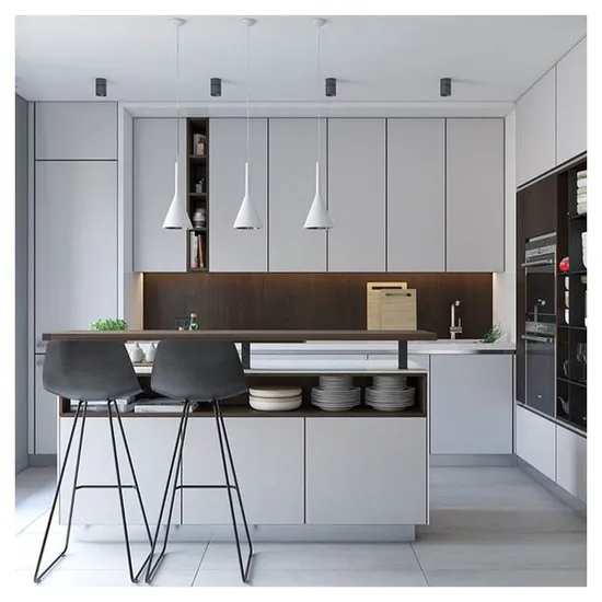 Orient Beautiful Plywood Baseboard Matte Painted Solid Wood Kitchen Cabinets 