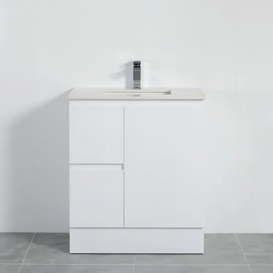 100% Waterproof PVC Freestanding Bathroom Vanity with One Door and Two Drawers 