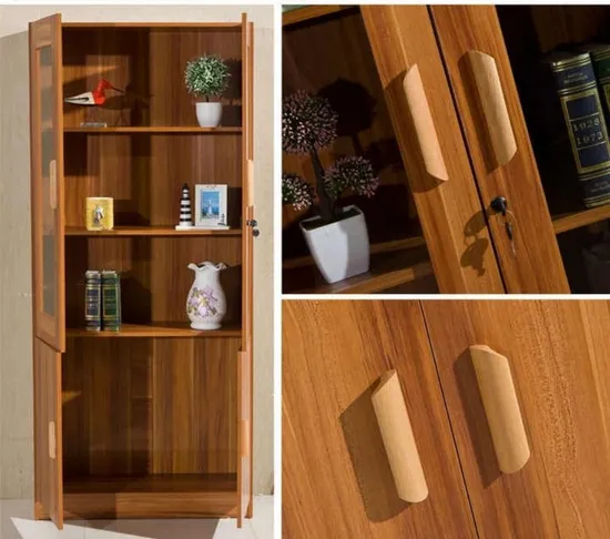 Wooden Shelf Storage Bookcase Tall Bookcase Glass Door Cabinet 