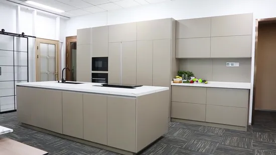 Modern Black Matt Customized Designs with Island Solid Wood Kitchen ...